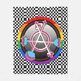 Gender Anarchy Symbol, Emblem on Chequerboard Fleece Blanket
