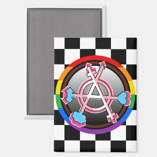 Gender Anarchy Symbol, Emblem on Chequerboard Magnet
