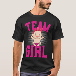 Gender Announcement Team Girl Baby Party Reveal P T-Shirt