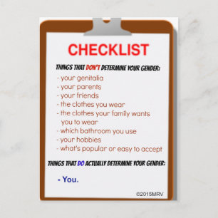 Gender Checklist Postcard