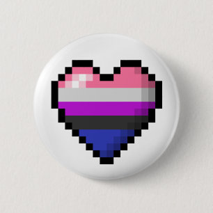 Gender Fluid Pixel Heart 2 Inch Round Button