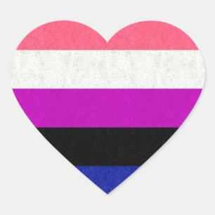 Gender Fluid Pride Flag Coloured Background Design Heart Sticker