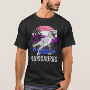 Gender Fluid Pride Flag Dinosaur Trex LGBTQ Fluids T-Shirt