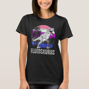 Gender Fluid Pride Flag Dinosaur Trex LGBTQ Fluids T-Shirt