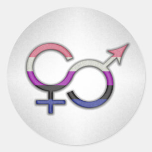 Gender Fluid Symbol in Pride Flag Colours Classic Round Sticker