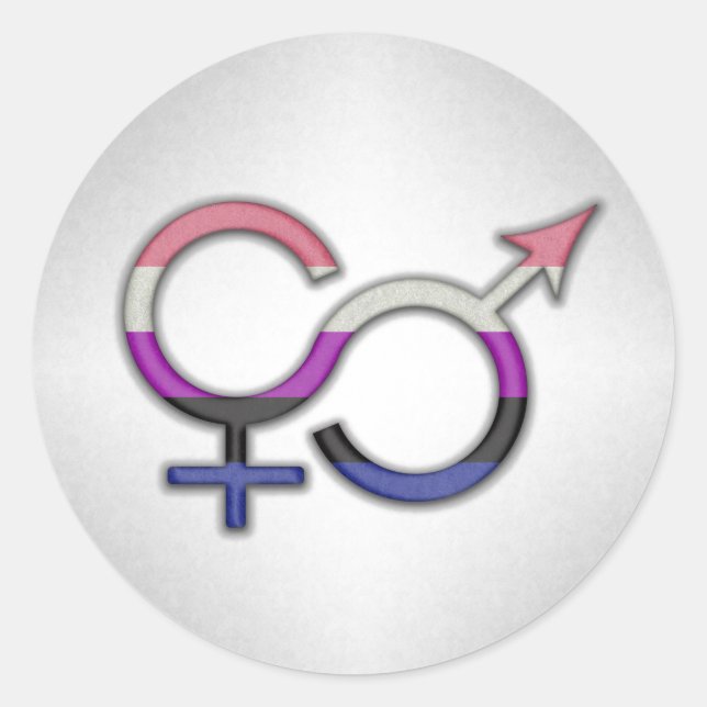 Gender Fluid Symbol in Pride Flag Colours Classic Round Sticker (Front)