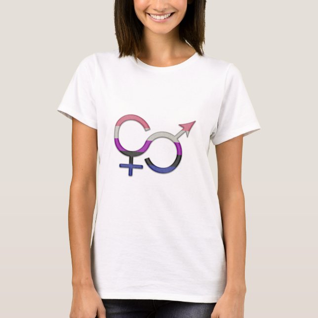 Gender Fluid Symbol in Pride Flag Colours T-Shirt (Front)