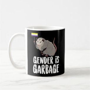 Gender Is Garbage Genderfluid Non-Binary Possum Coffee Mug