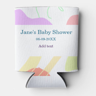 Gender neutral abstract shapes baby shower name can cooler
