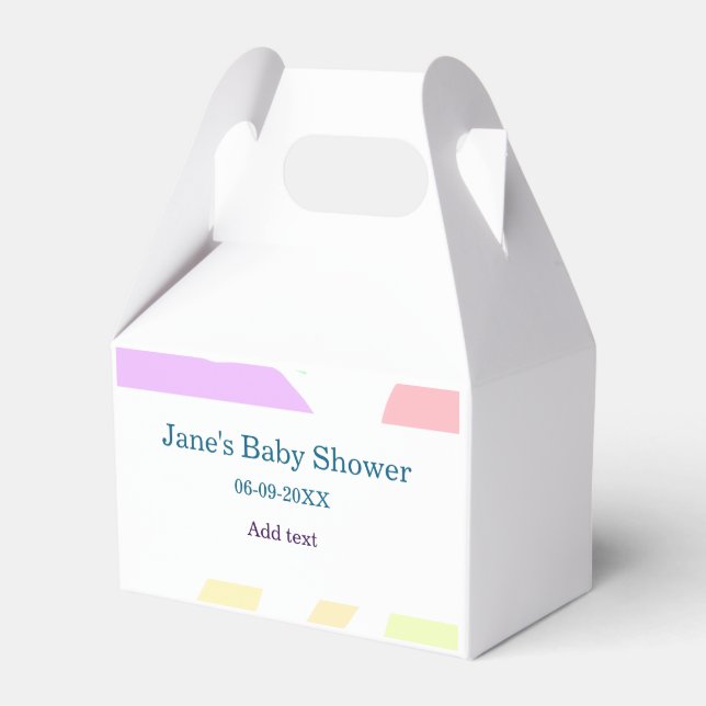 Gender neutral abstract shapes baby shower name favor box (Front Side)