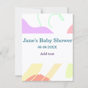 Gender neutral abstract shapes baby shower name postcard