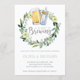 Gender Neutral Baby is Brewing Baby Shower Invitation