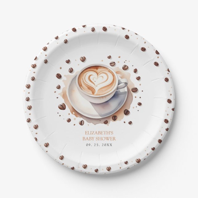 Gender Neutral Baby is Brewing Coffee Baby Shower  Paper Plate (Front)