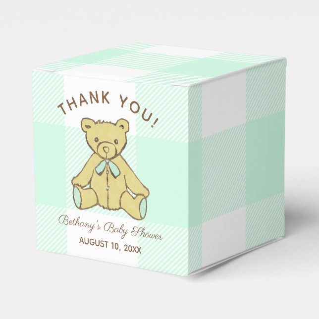 Gender Neutral Baby Shower Bear Thank You Favor Box (Front Side)