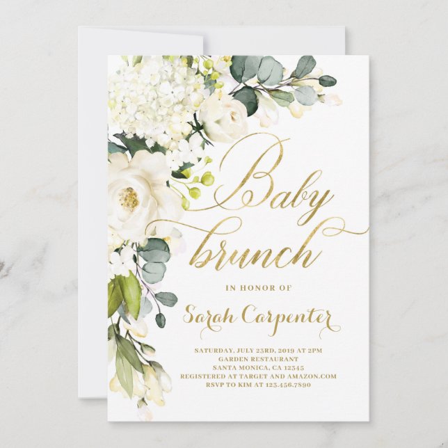 Gender neutral baby shower brunch invitation (Front)