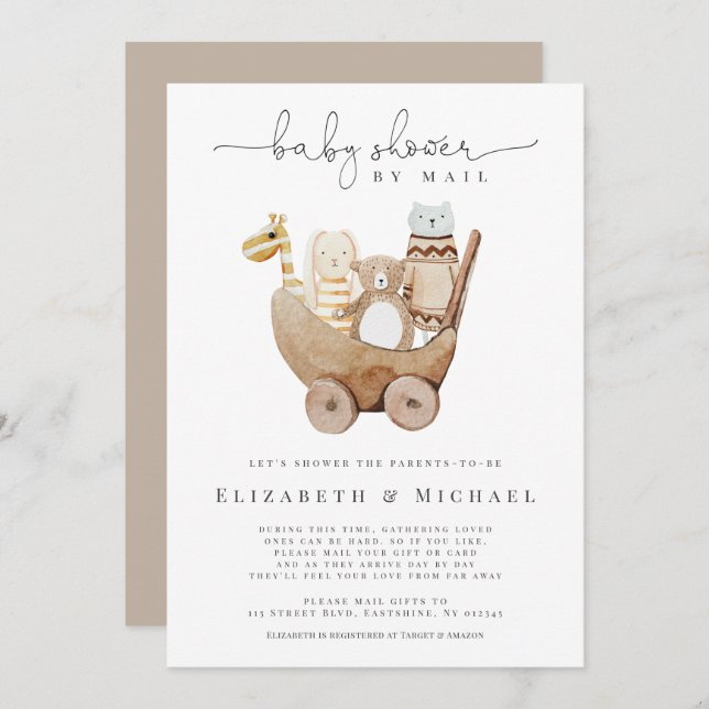 Gender Neutral Baby Shower By Mail Boho Watercolor Invitation (Front/Back)