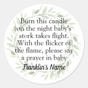 Gender Neutral Baby Shower Candle Favour Classic R Classic Round Sticker