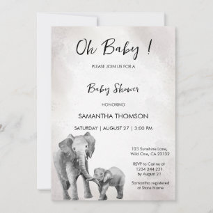 Gender neutral baby shower, elephant Invitation