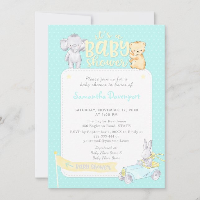 Gender Neutral Baby Shower Invitation | Mint (Front)