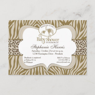 Gender Neutral Baby Shower Leopard & Zebra Pattern Invitation