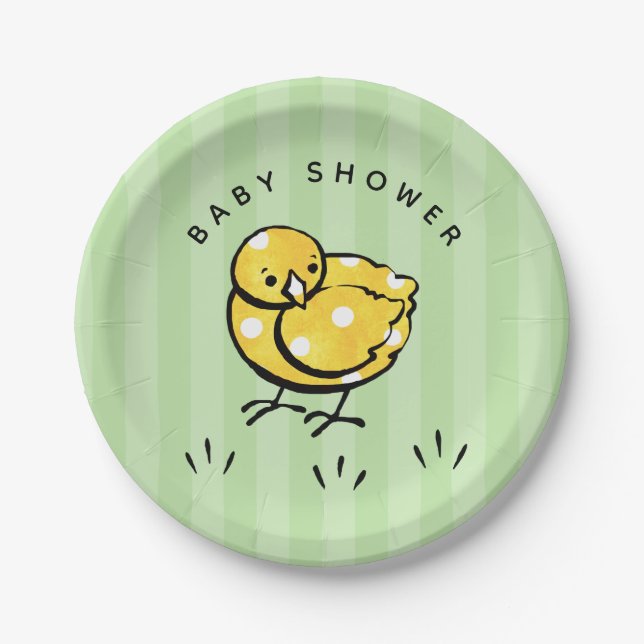 Gender Neutral Baby Shower Little Yellow Chick Paper Plate (Front)