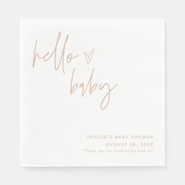 Gender Neutral Baby Shower Paper Napkin Boho Decor (Front)