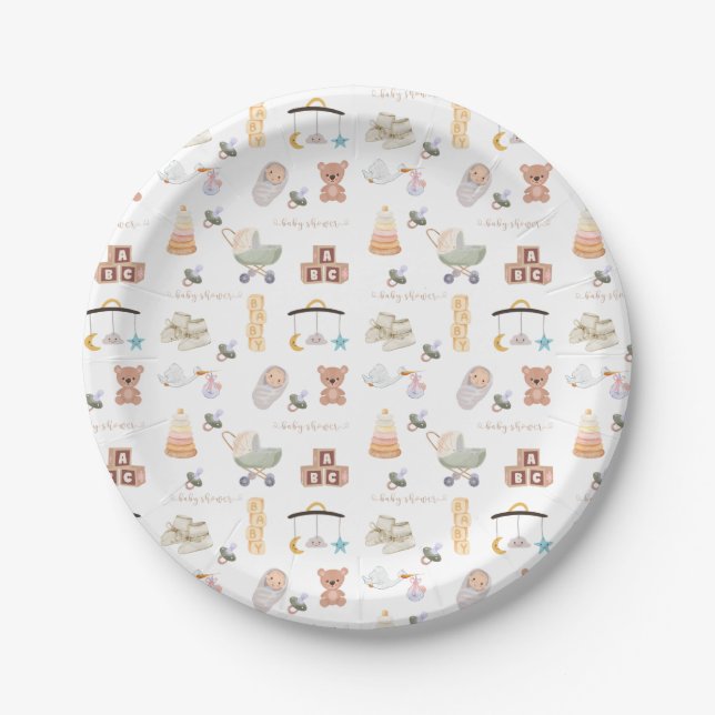 Gender Neutral Baby Shower  Paper Plate (Front)