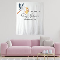 Gender neutral baby shower stork photo backdrop