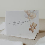 Gender Neutral Baby Shower Teddy Bear Themed Thank You Card<br><div class="desc">Say Thank you with PixeliaDesigns adorable Cute Teddy Bear Gender Neutral Baby Shower Thank You Card. Designed with a charming watercolor Teddy Bear adorned with a sweet beige ribbon, it perfectly captures the joy of your baby shower. Each card measures 5.6 x 4 inches when folded, making them convenient to...</div>