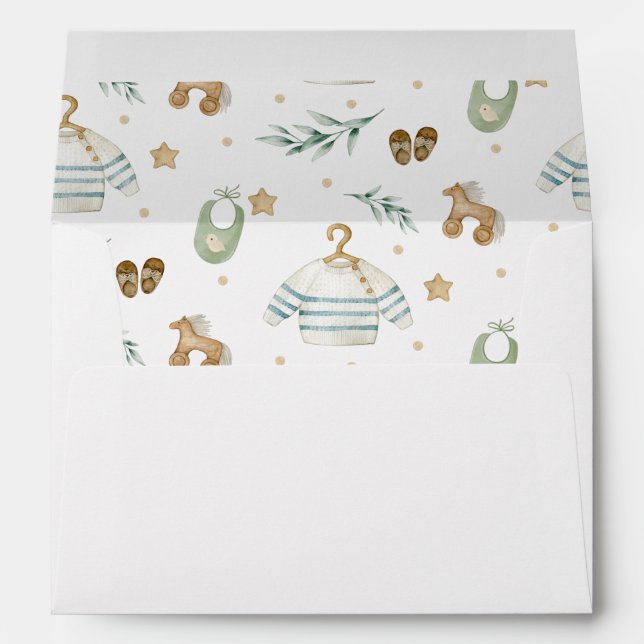 Gender Neutral Baby Vintage Toys Pattern Envelope (Back (Bottom))