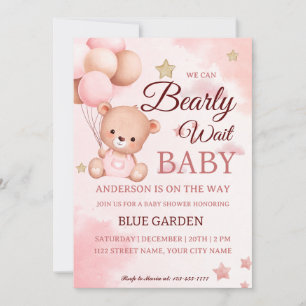Gender Neutral Baby We Can Bearly Wait Baby Shower Invitation