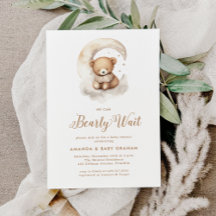 Gender Neutral Bearly Wait Teddy Bear Baby Shower