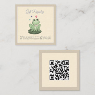 Gender Neutral Beige Frog Baby Shower Registry Enclosure Card