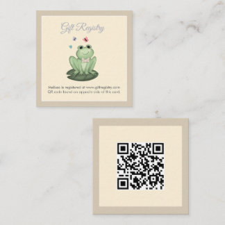 Gender Neutral Beige Frog Baby Shower Registry Enclosure Card