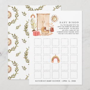 Gender Neutral Boho Baby Shower Bingo Invitation