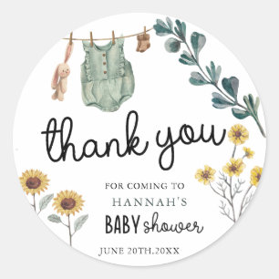 Gender Neutral Boho Baby Shower Thank You Classic Round Sticker