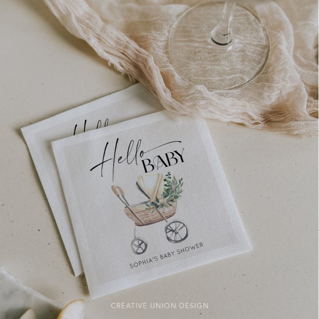 Gender Neutral Boho Baby Stroller Baby Shower  Napkin (Creator Uploaded)