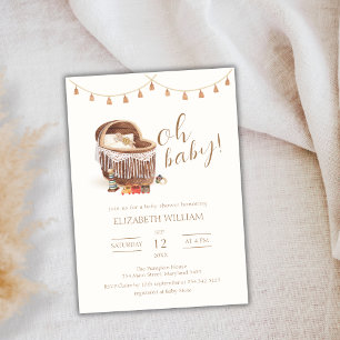 Gender Neutral Boho Bassinet Toy Baby Shower Invitation