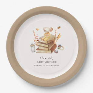 Gender Neutral Boho Book Mouse Baby Shower Paper Plate