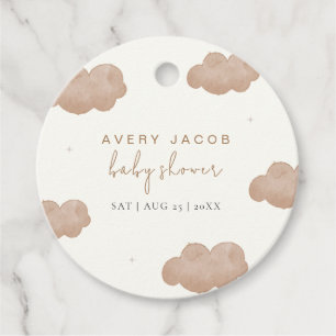 Gender Neutral Boho Clouds Stars Baby Shower Favour Tags