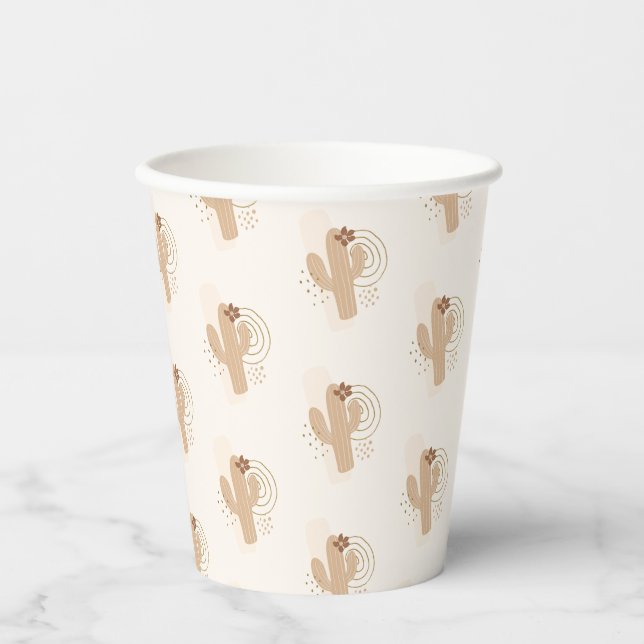 Gender Neutral Boho Desert Cactus Baby Shower Paper Cups (Front)