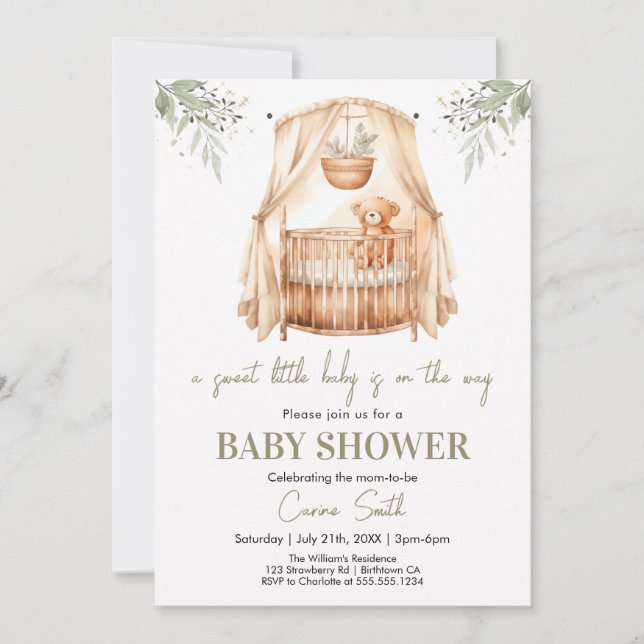  Gender Neutral Boho Greenery Baby Shower  Invitation (Front)