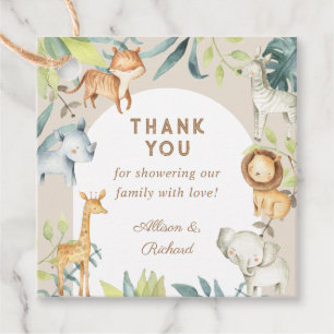 Gender neutral boho safari baby shower favour tags
