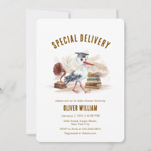 Gender Neutral Boho Storybook Stork Baby Shower   Invitation