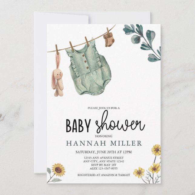  Gender Neutral Boho | Watercolor Baby Shower Invitation (Front)
