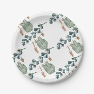 Gender Neutral Boho Watercolor Baby Shower Paper Plate