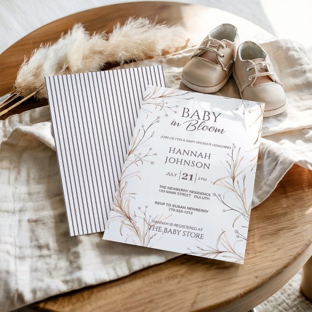 Gender-Neutral Boho Wildflower Baby in Bloom  Invitation (Creator Uploaded)