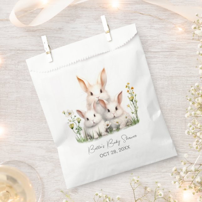 Gender Neutral Bunny Baby Shower Favour Bag (Clipped)