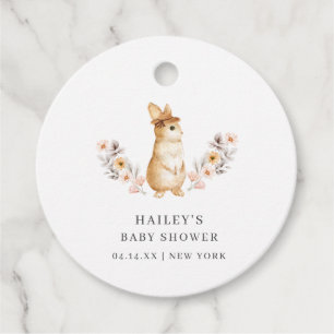 Gender Neutral Bunny Wildflower Baby Shower Favour Tags