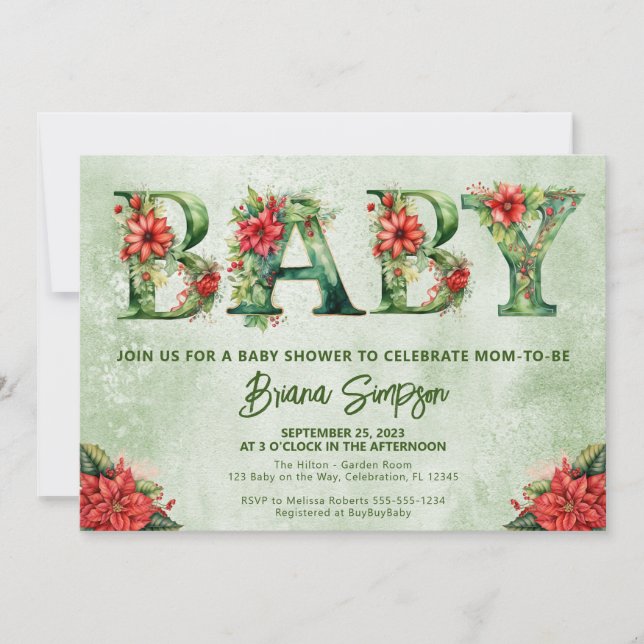 Gender Neutral Christmas Baby Shower Invitation (Front)